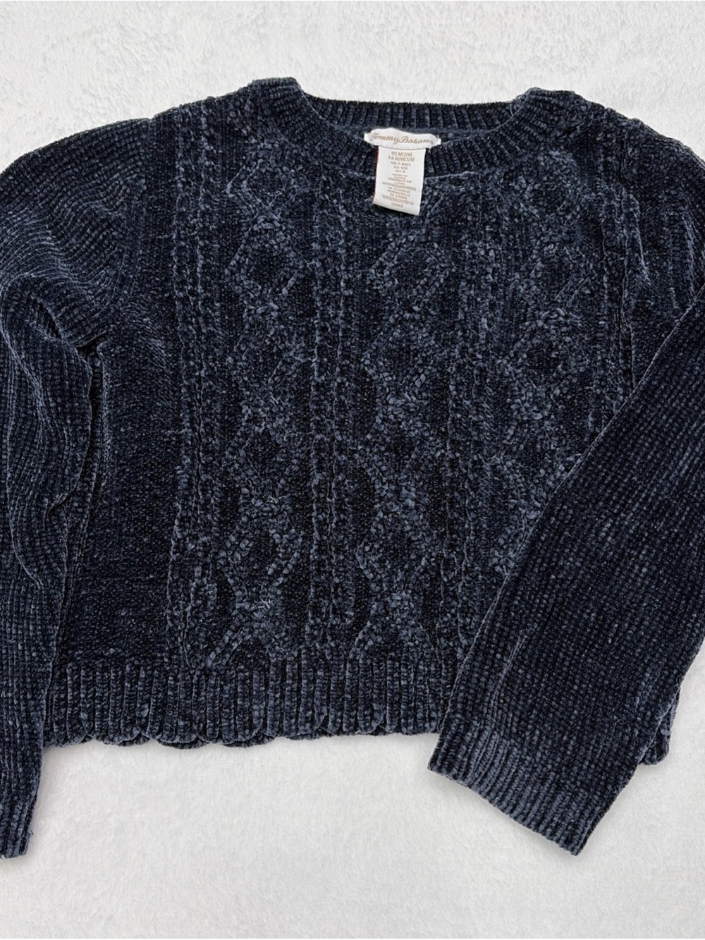 Tommy Bahama Navy Chenille Cable Crewneck Sweater